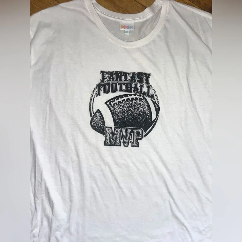 LuLaRoe Unisex Adults 2XL Hudson Short Sleeve Shirt “Fantasy Football MVP”